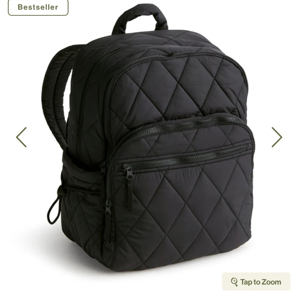 Vera Bradley Large Bancroft Black Quilted Backpack NWOT